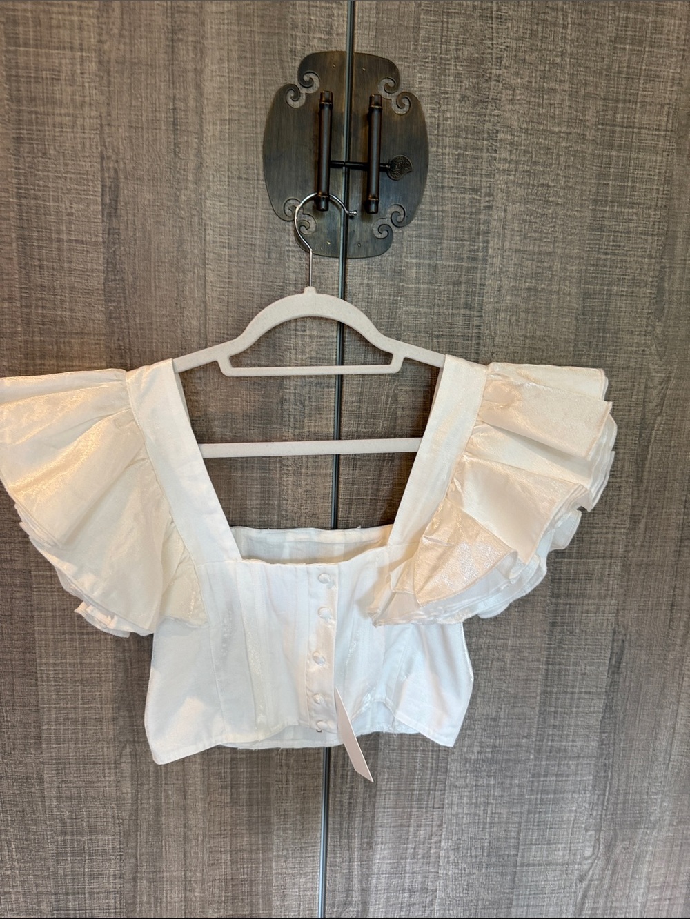 Sofie The Label Ruffle Sleeve Square Neck Crop Top - Picture 15 of 17